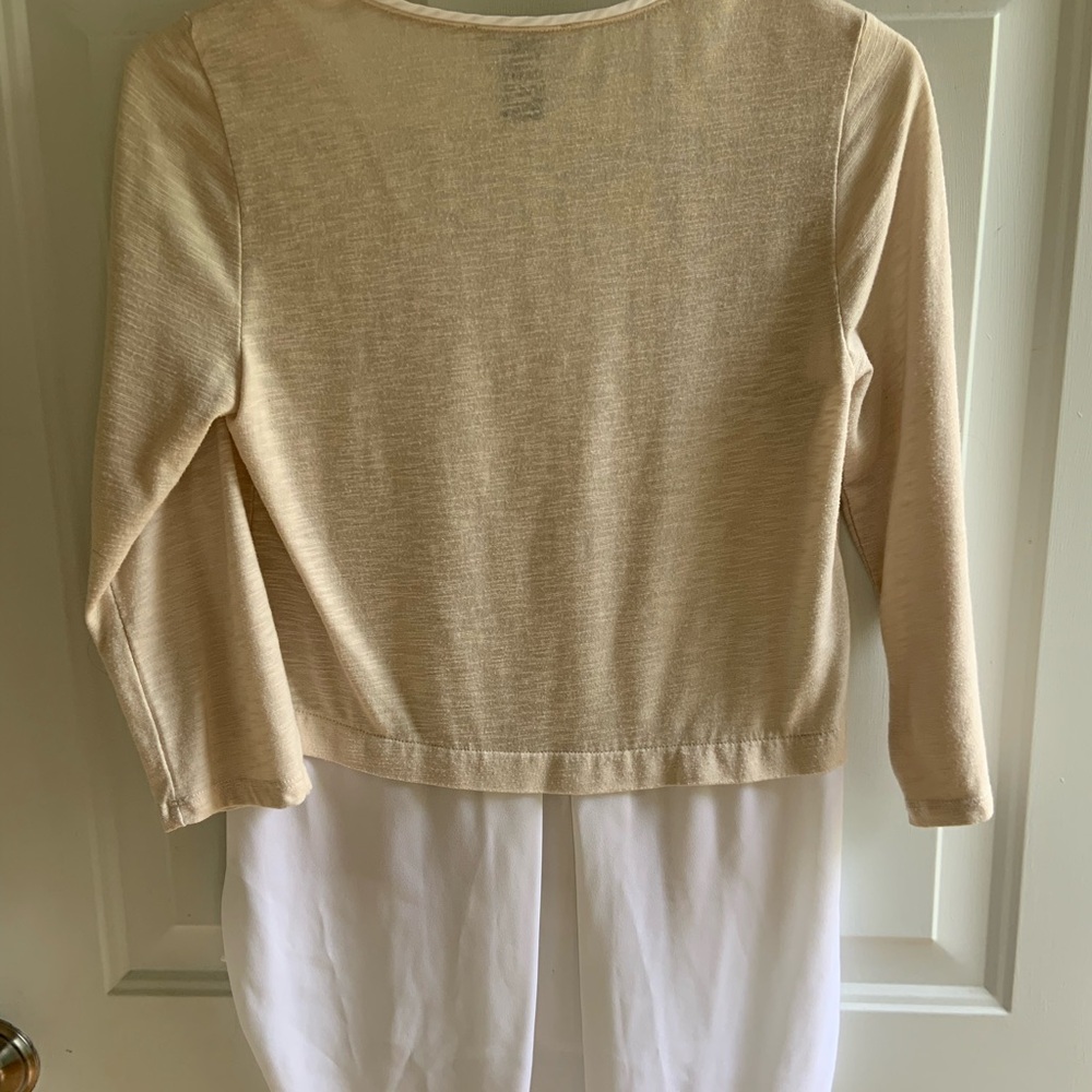 Women's Cream and White Top